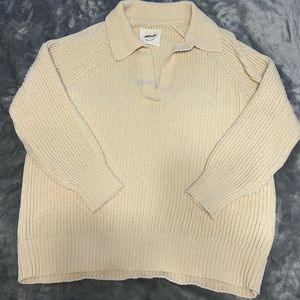 Oversized Aerie Cream Polo Sweater M